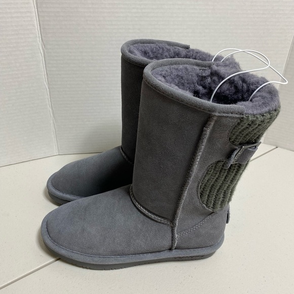BNWT Bear Paw Suede Sherpa Knit Back with Buckle Detail Sz 7 - Picture 1 of 6
